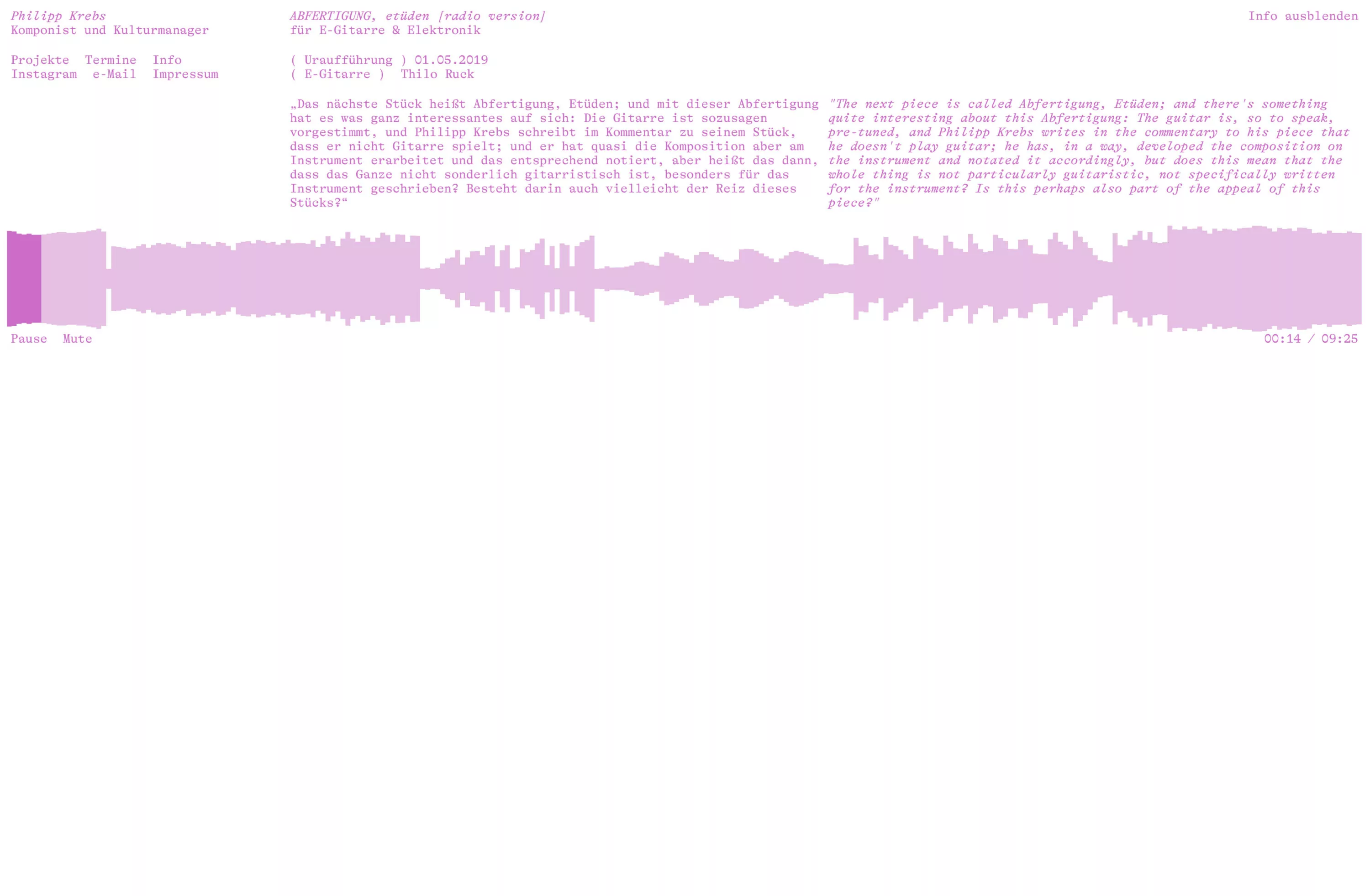 Color change of the Website for Composer Philipp Krebs