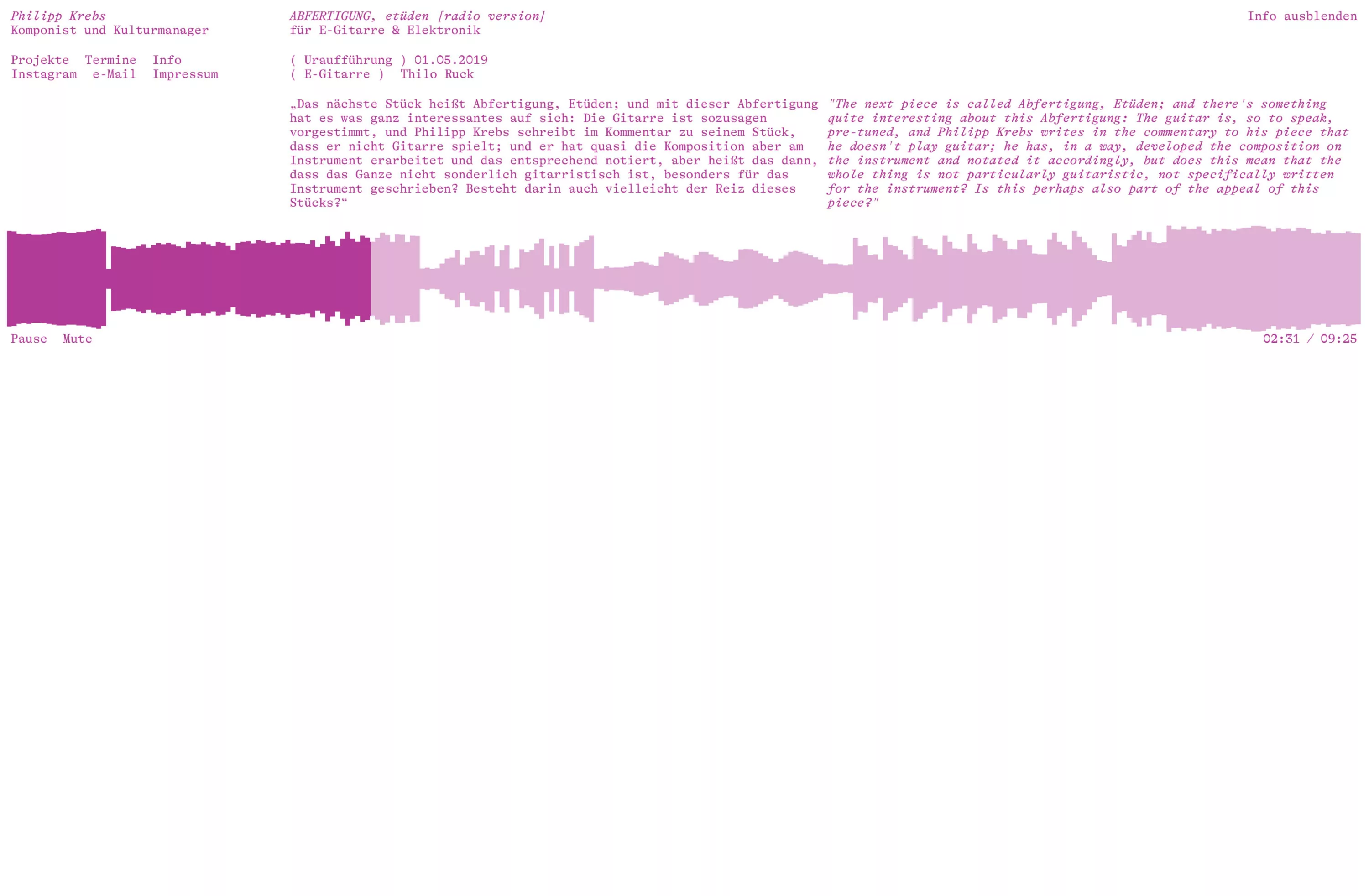 Color change of the Website for Composer Philipp Krebs